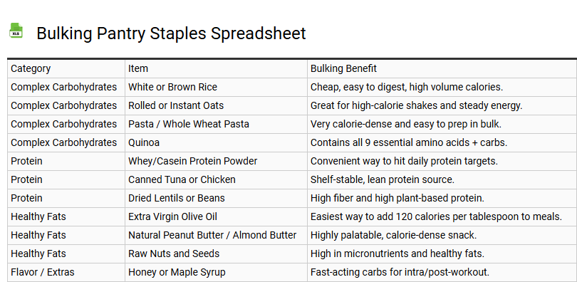 Bulking Pantry Staples Spreadsheet