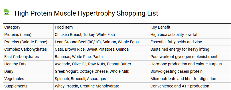 High Protein Muscle Hypertrophy Shopping List