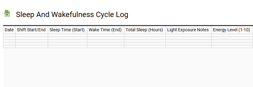 Sleep and Wakefulness Cycle Log