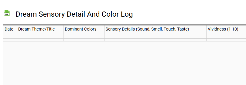 Dream Sensory Detail and Color Log