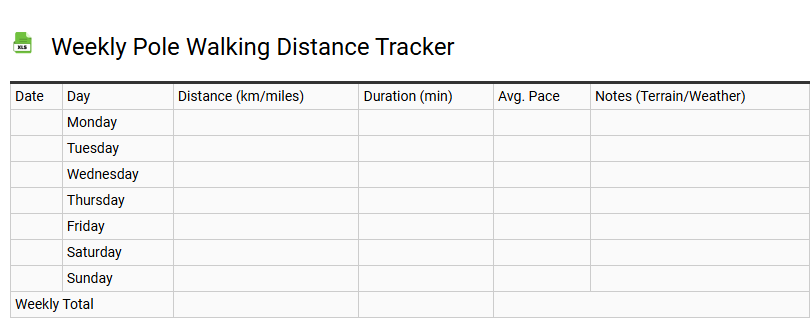 Weekly Pole Walking Distance Tracker