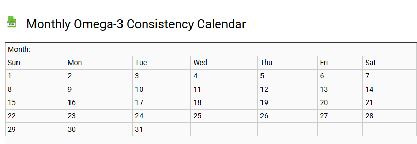 Monthly Omega-3 Consistency Calendar