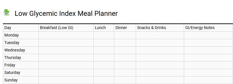 Low Glycemic Index Meal Planner