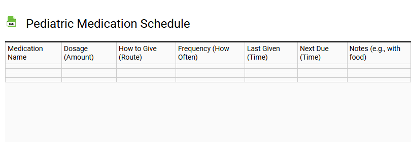 Pediatric Medication Schedule