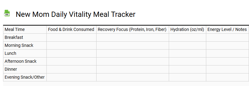 New Mom Daily Vitality Meal Tracker