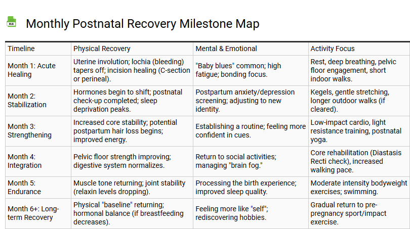 Monthly Postnatal Recovery Milestone Map