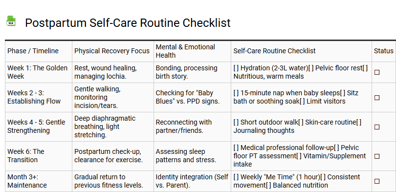 Postpartum Self-Care Routine Checklist