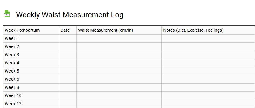 Weekly Waist Measurement Log