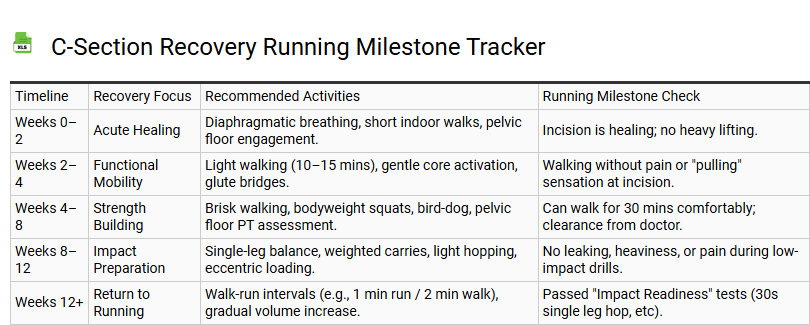 C-Section Recovery Running Milestone Tracker