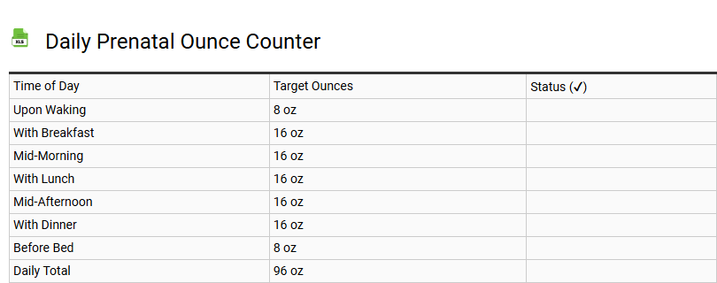 Daily Prenatal Ounce Counter