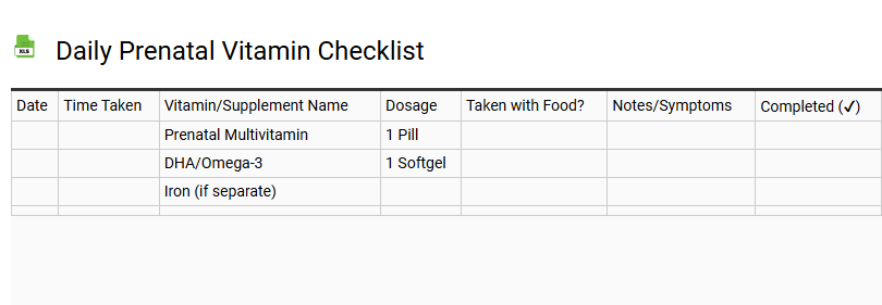 Daily Prenatal Vitamin Checklist