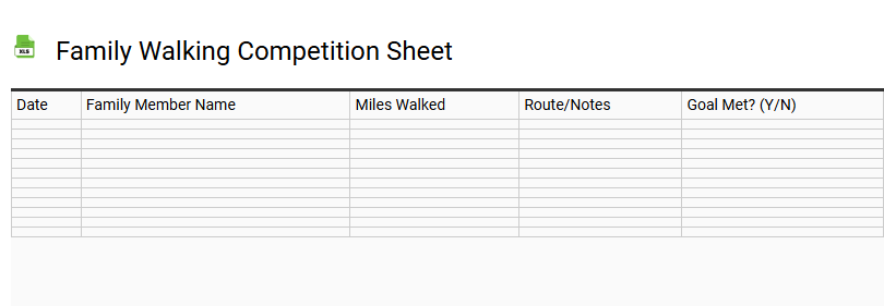 Family Walking Competition Sheet