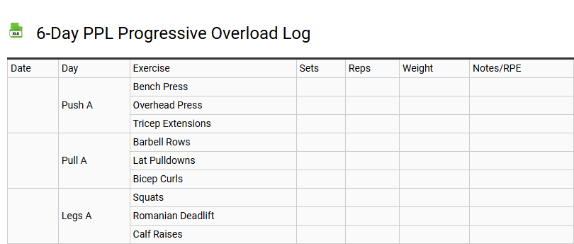 6-Day PPL Progressive Overload Log