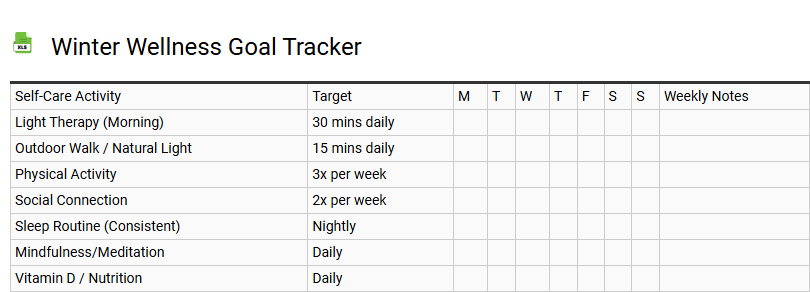 Winter Wellness Goal Tracker