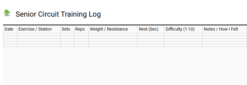 Senior Circuit Training Log