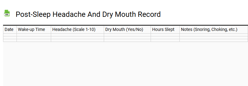 Post-Sleep Headache and Dry Mouth Record
