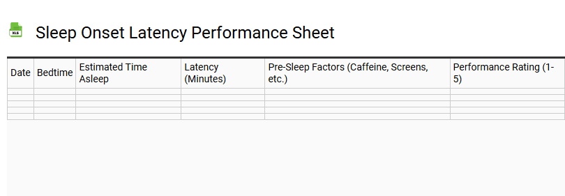 Sleep Onset Latency Performance Sheet