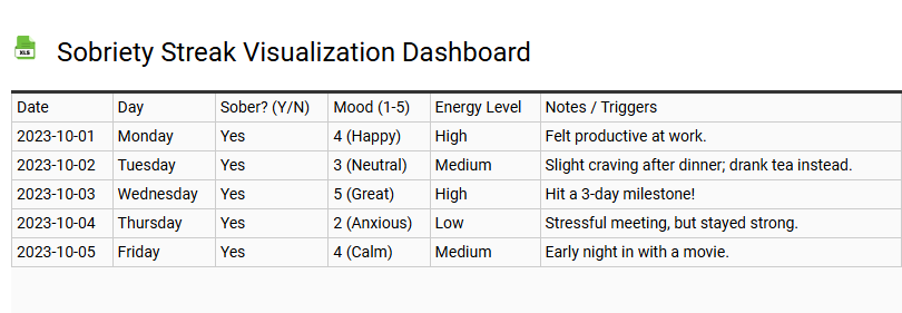 Sobriety Streak Visualization Dashboard