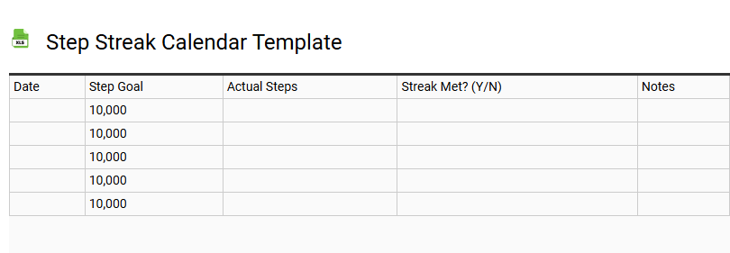 Step Streak Calendar Template