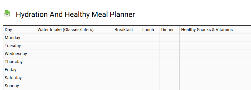 Hydration and Healthy Meal Planner