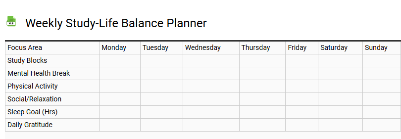 Weekly Study-Life Balance Planner