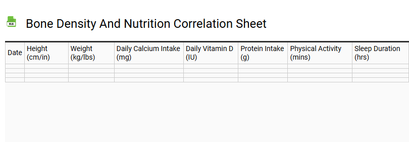 Bone Density and Nutrition Correlation Sheet