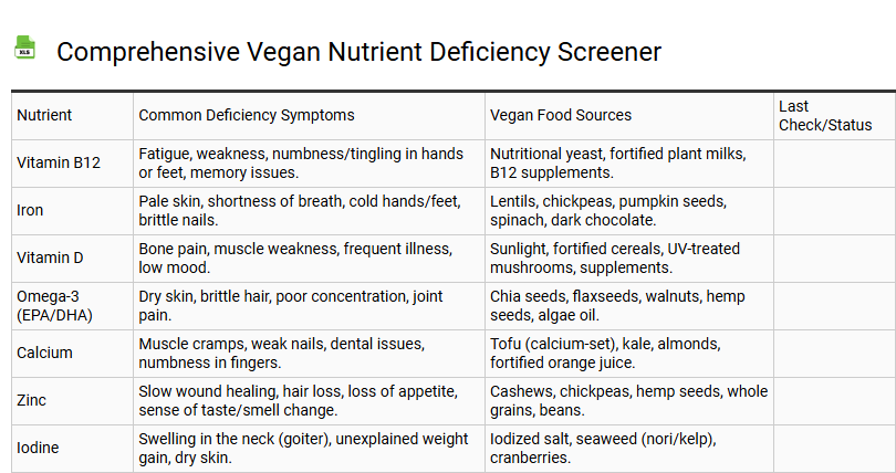 Comprehensive Vegan Nutrient Deficiency Screener