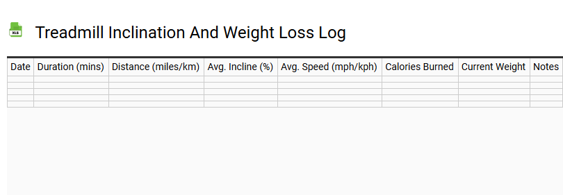 Treadmill Inclination and Weight Loss Log