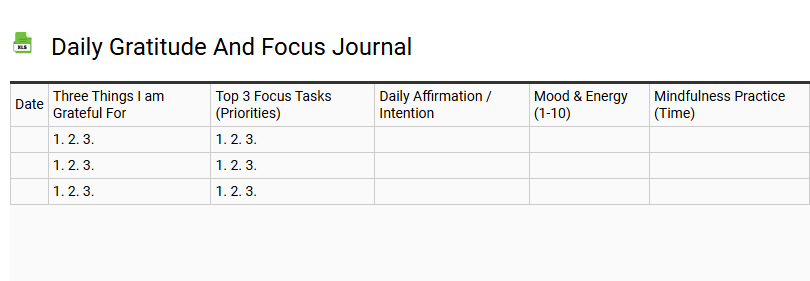 Daily Gratitude and Focus Journal