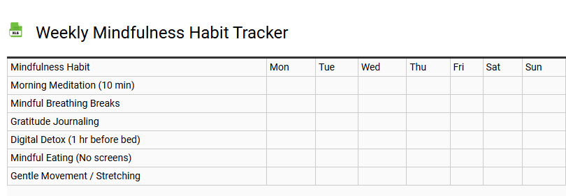 Weekly Mindfulness Habit Tracker